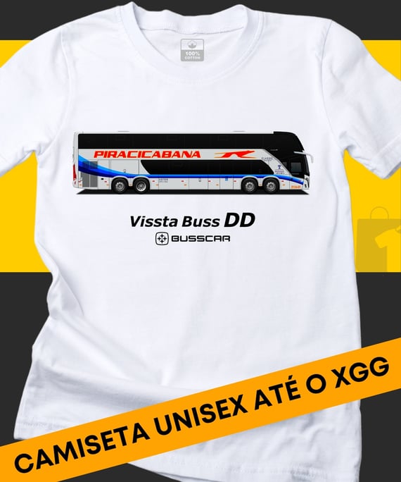 CAMISETA ÔNIBUS VIAÇÃO PIRACICABANA BUSSCAR VISSTA BUSS DD