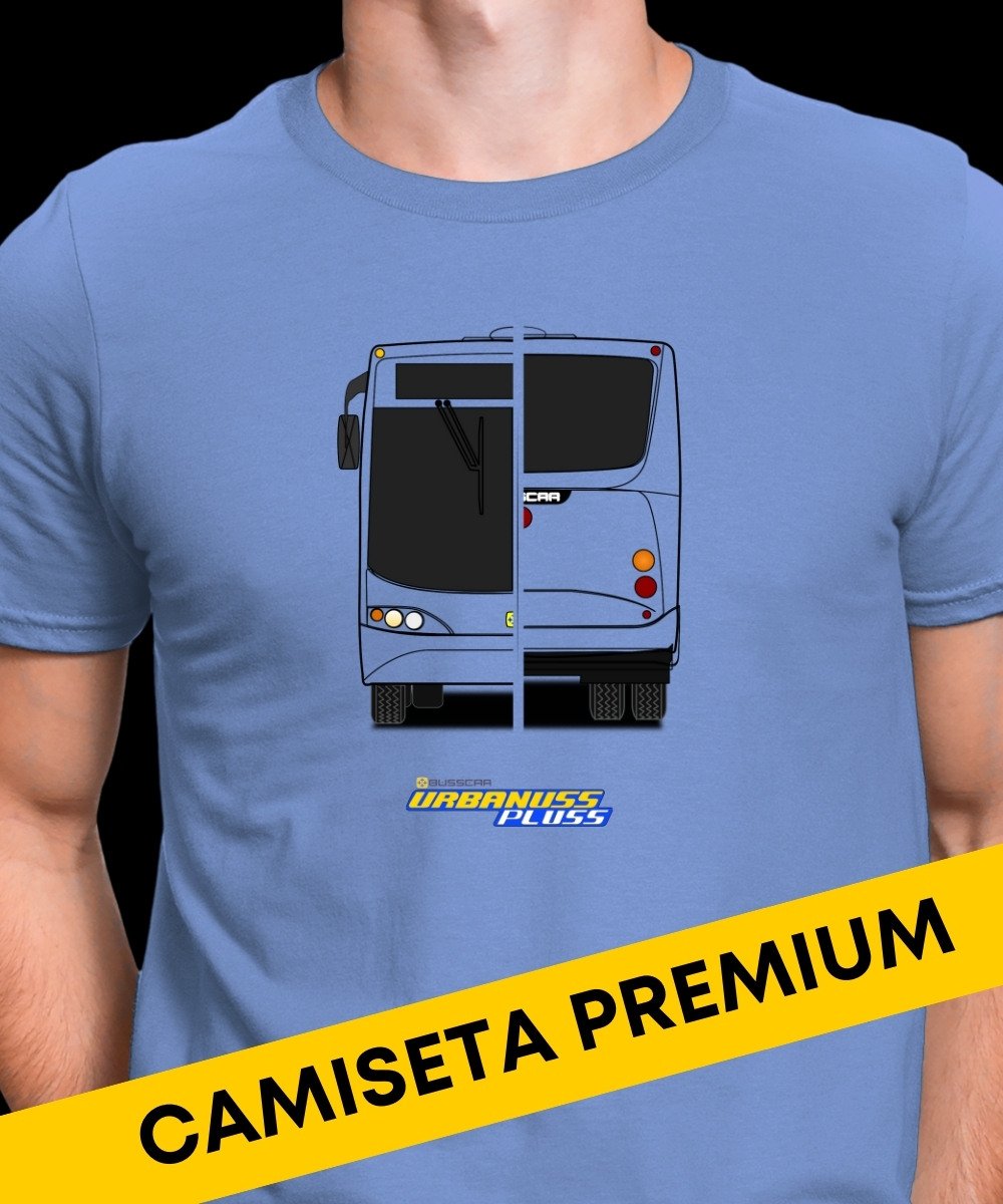 CAMISETA DESENHO ÔNIBUS BUSSCAR URBANUSS PLUSS MALHA PREMIUM 