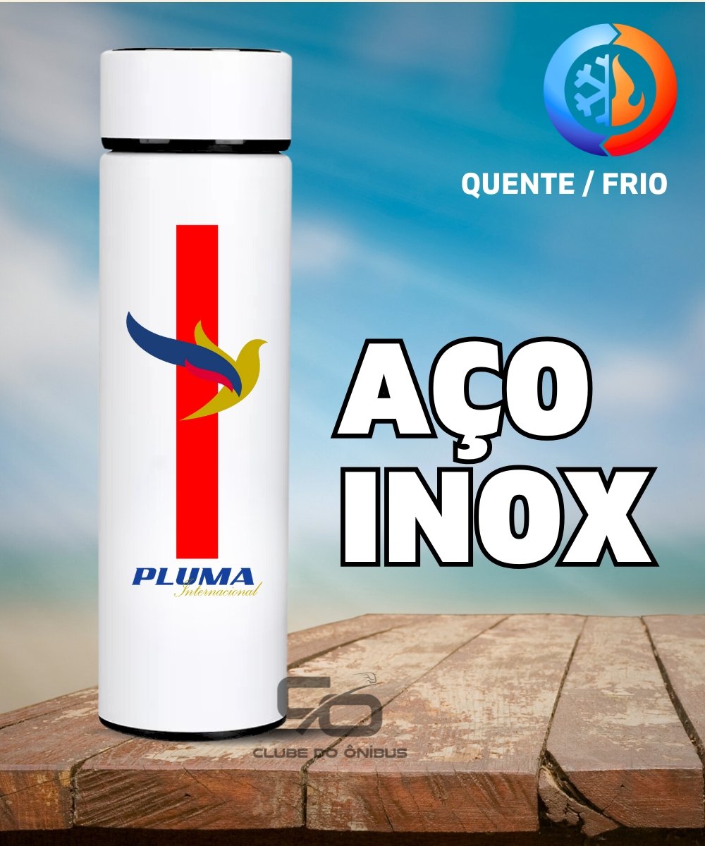 Nome do produto: GARRAFA TÉRMICA PLUMA INTERNACIONAL LOGOTIPO 