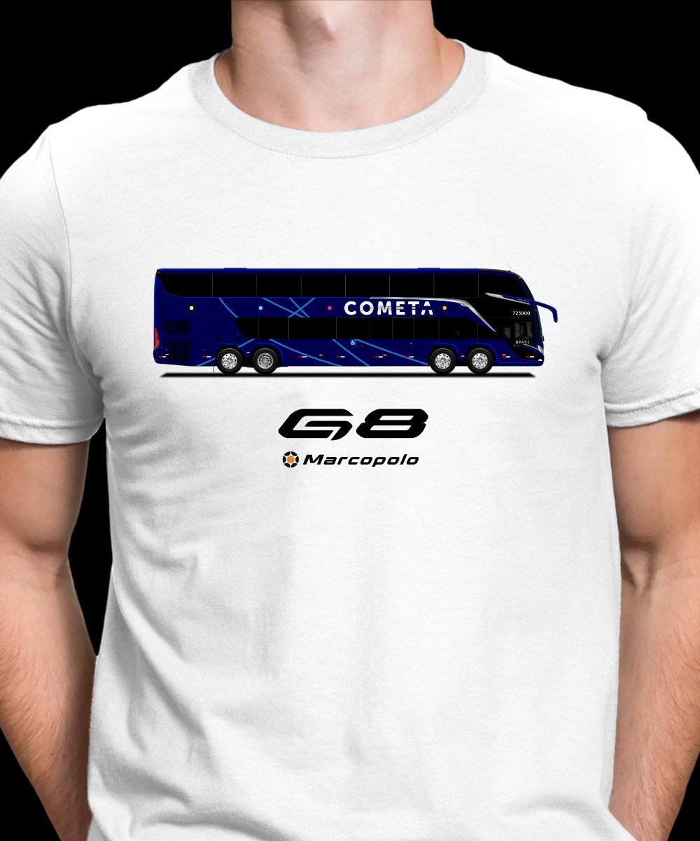 CAMISETA VIAÇÃO COMETA MARCOPOLO G8 DESENHO ÔNIBUS 