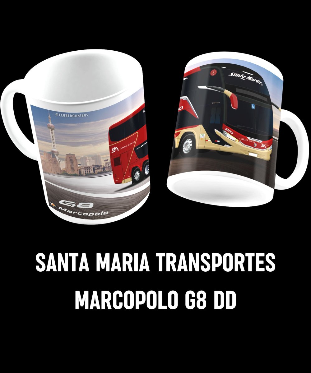 Nome do produto: CANECA ÔNIBUS SANTA MARIA MARCOPOLO G8