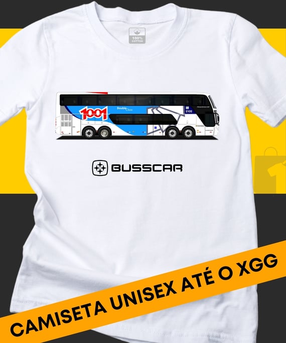CAMISETA ÔNIBUS AUTO VIAÇÃO 1001 BUSSCAR PANORÂMICO DD