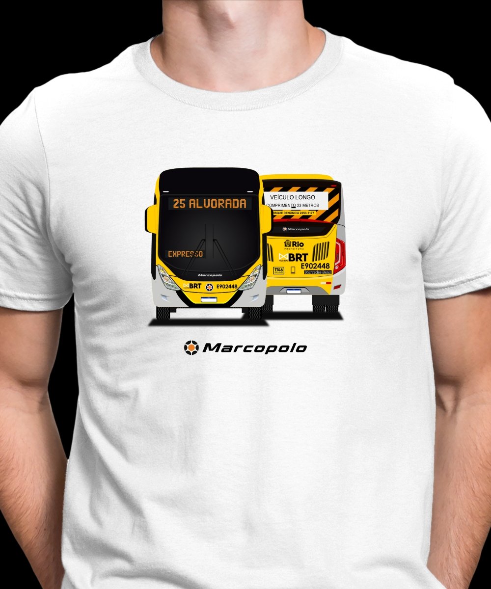 CAMISETA DESENHO ÔNIBUS BRT RIO DE JANEIRO  MARCOPOLO VIALE EXPRESS