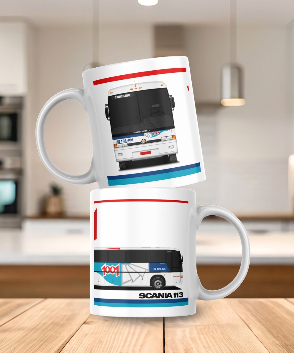 Nome do produto: CANECA AUTO VIAÇÃO 1001 MARCOPOLO VIAGGIO GV 1000