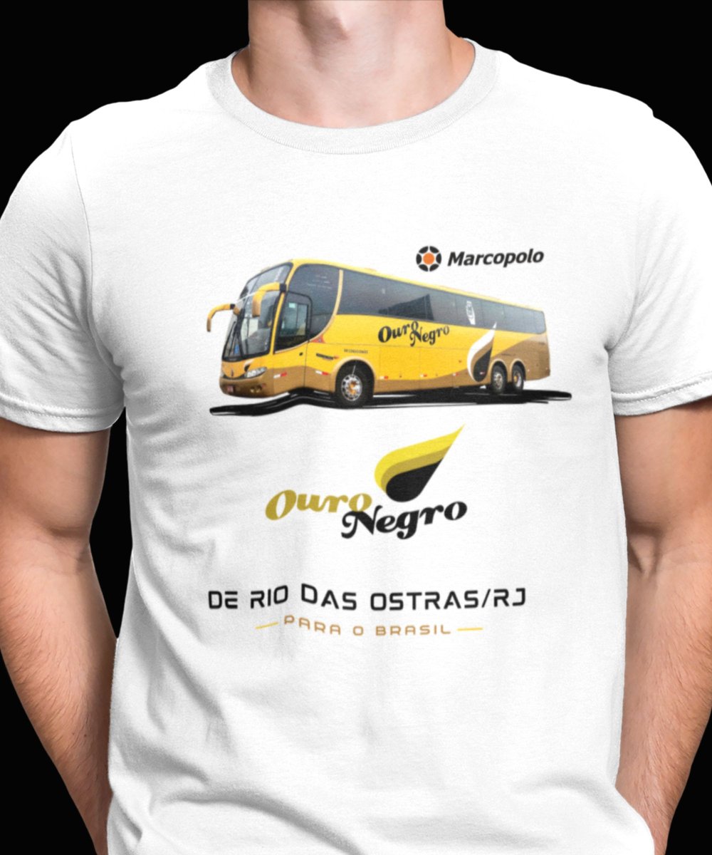 Nome do produto: CAMISETA ÔNIBUS OURO NEGRO TRANSPORTES