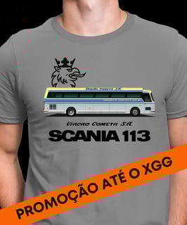 CAMISETA ÔNIBUS COMETA O REI DAS ESTRADAS FLECHA AZUL SCANIA 113