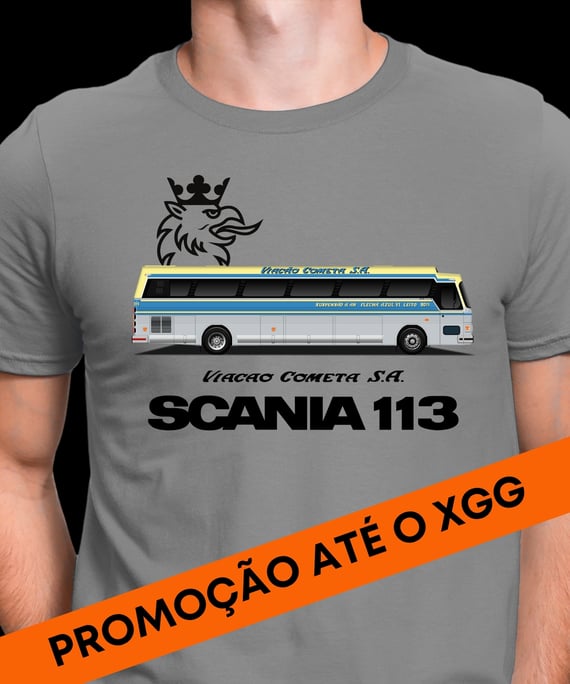 CAMISETA ÔNIBUS COMETA O REI DAS ESTRADAS FLECHA AZUL SCANIA 113