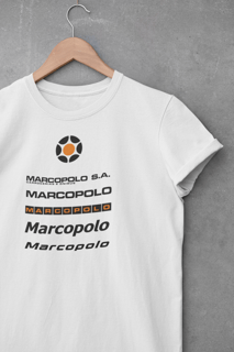 Nome do produto CAMISETA FEMININA BABY LOOK MARCOPOLO EVOLUÇÃO LOGOTIPOS
