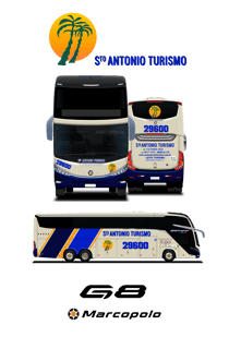 Nome do produto CAMISETA ÔNIBUS SANTO ANTÔNIO TURISMO MARCOPOLO G8