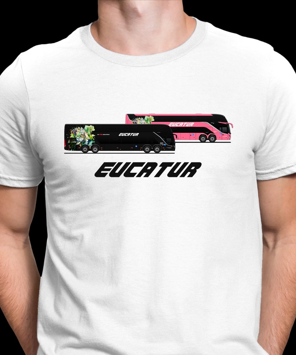 CAMISETA ÔNIBUS EUCATUR DOUBLE DECKER COMIL E BUSSCAR 