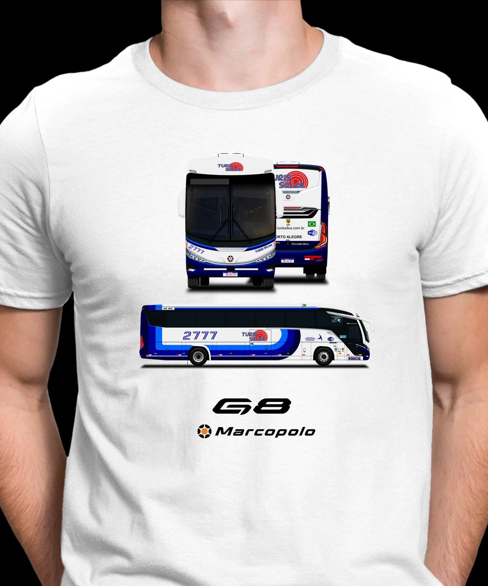 Nome do produto: CAMISETA ÔNIBUS TURIS SILVA MARCOPOLO G8 