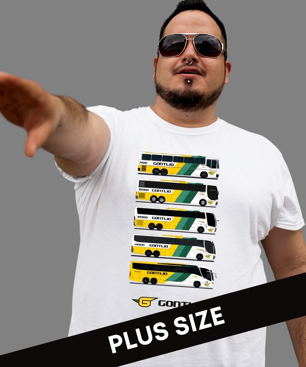 CAMISETA ÔNIBUS GONTIJO A EVOLUÇÃO DOS MODELOS PLUS SIZE