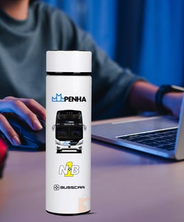 Nome do produto GARRAFA TÉRMICA ÔNIBUS PENHA BUSSCAR PANORÂMICO DD NB1