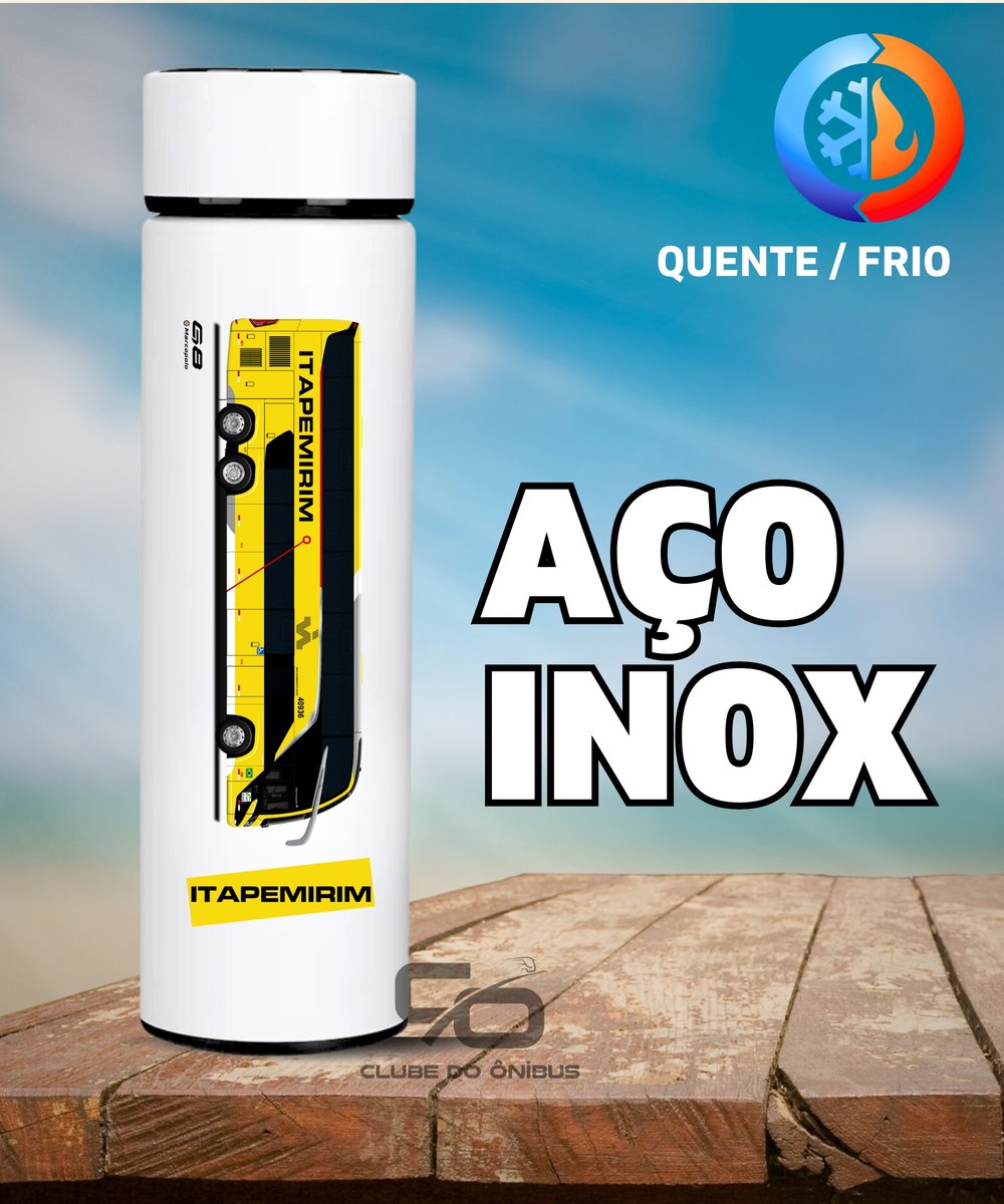 Nome do produto: GARRAFA TÉRMICA ÔNIBUS VIAÇÃO ITAPEMIRIM MARCOPOLO G8 LOGOTIPO