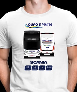 CAMISETA DE ÔNIBUS VIAÇÃO OURO E PRATA MARCOPOLO G8