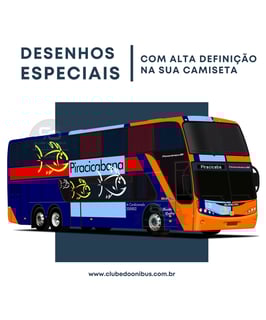 Nome do produto CAMISETA ÔNIBUS VIAÇÃO PIRACICABANA BUSSCAR PANORÂMICO DD 