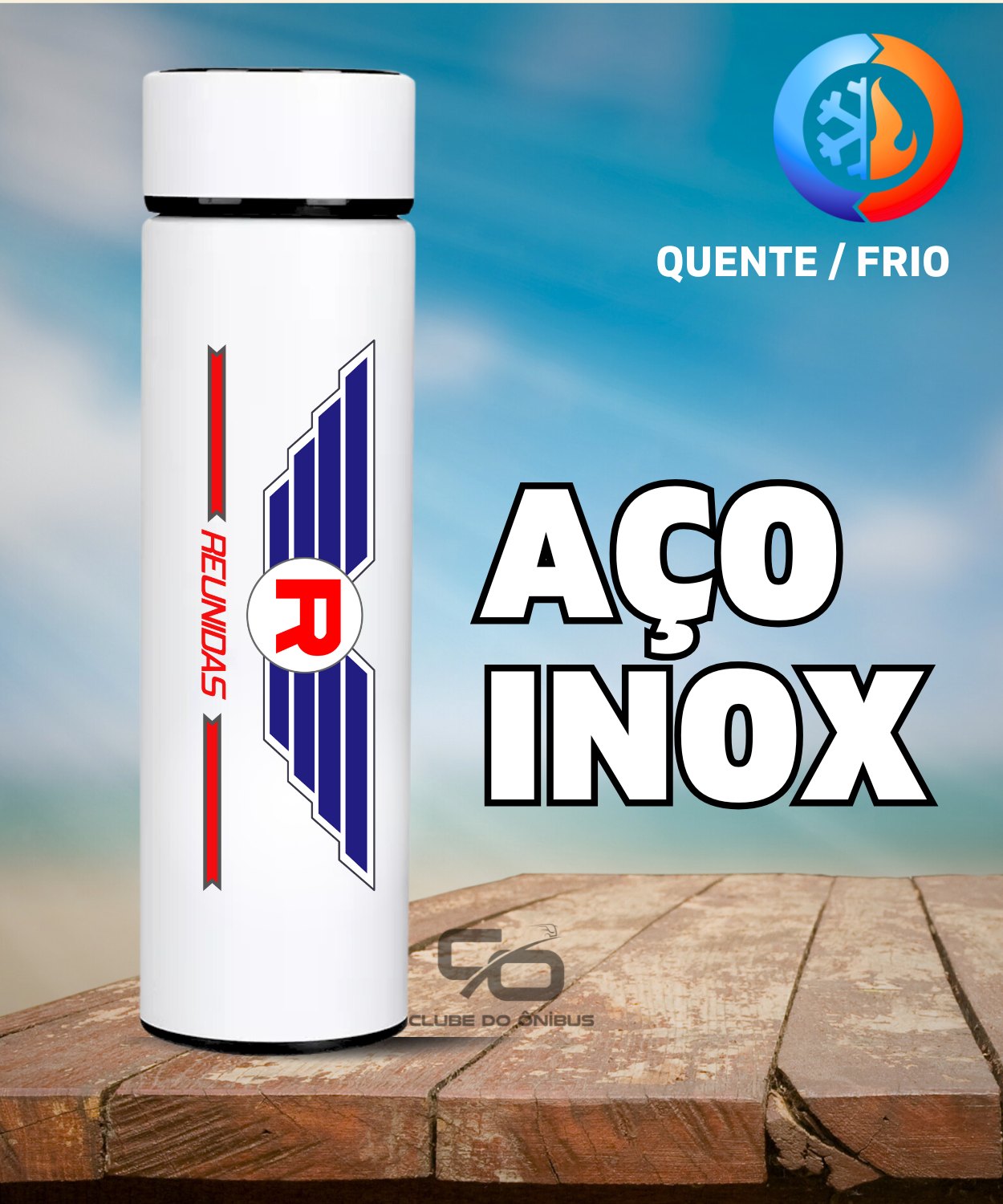 Garrafa Térmica Aço Inox Quente/Frio 400ml Reunidas 