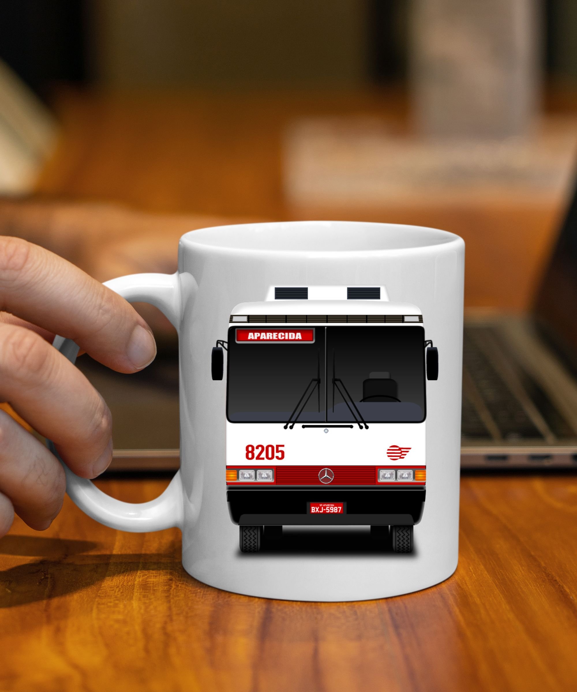 Caneca Ônibus Pássaro Marron para Motorista de Ônibus - Presente Exclusivo 