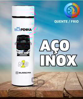 Nome do produto GARRAFA TÉRMICA ÔNIBUS PENHA BUSSCAR PANORÂMICO DD NB1