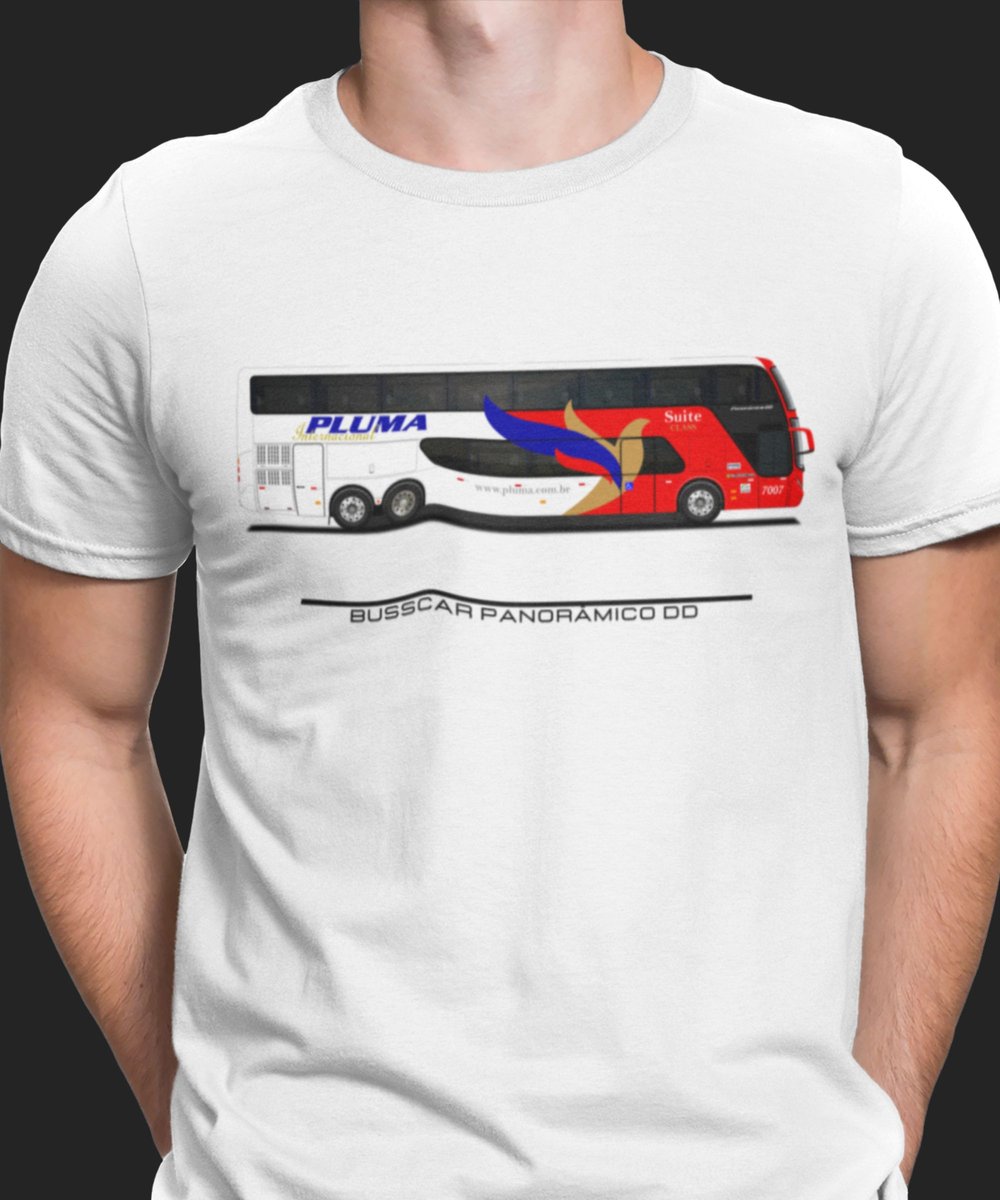 Nome do produto: CAMISETA ÔNIBUS PLUMA BUSSCAR PANORÂMICO DD 