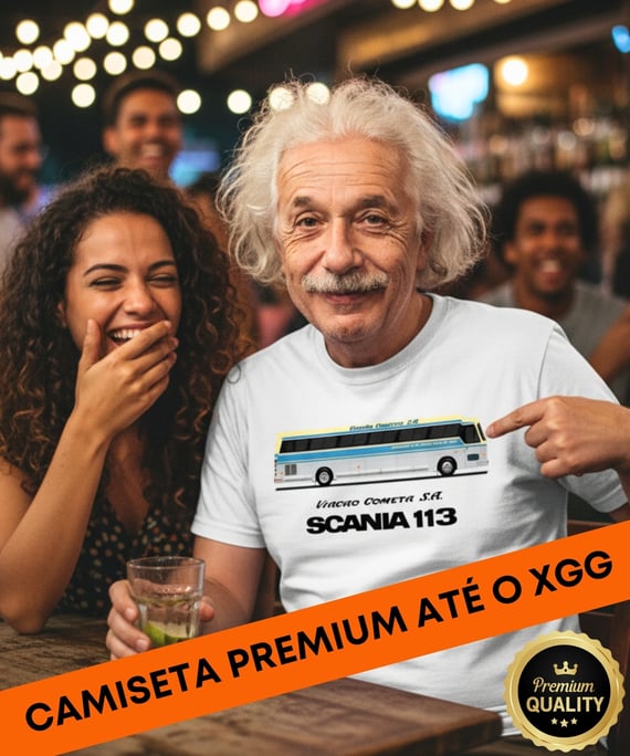 CAMISETA ÔNIBUS VIAÇÃO COMETA FLECHA AZUL 7455 SCANIA 113