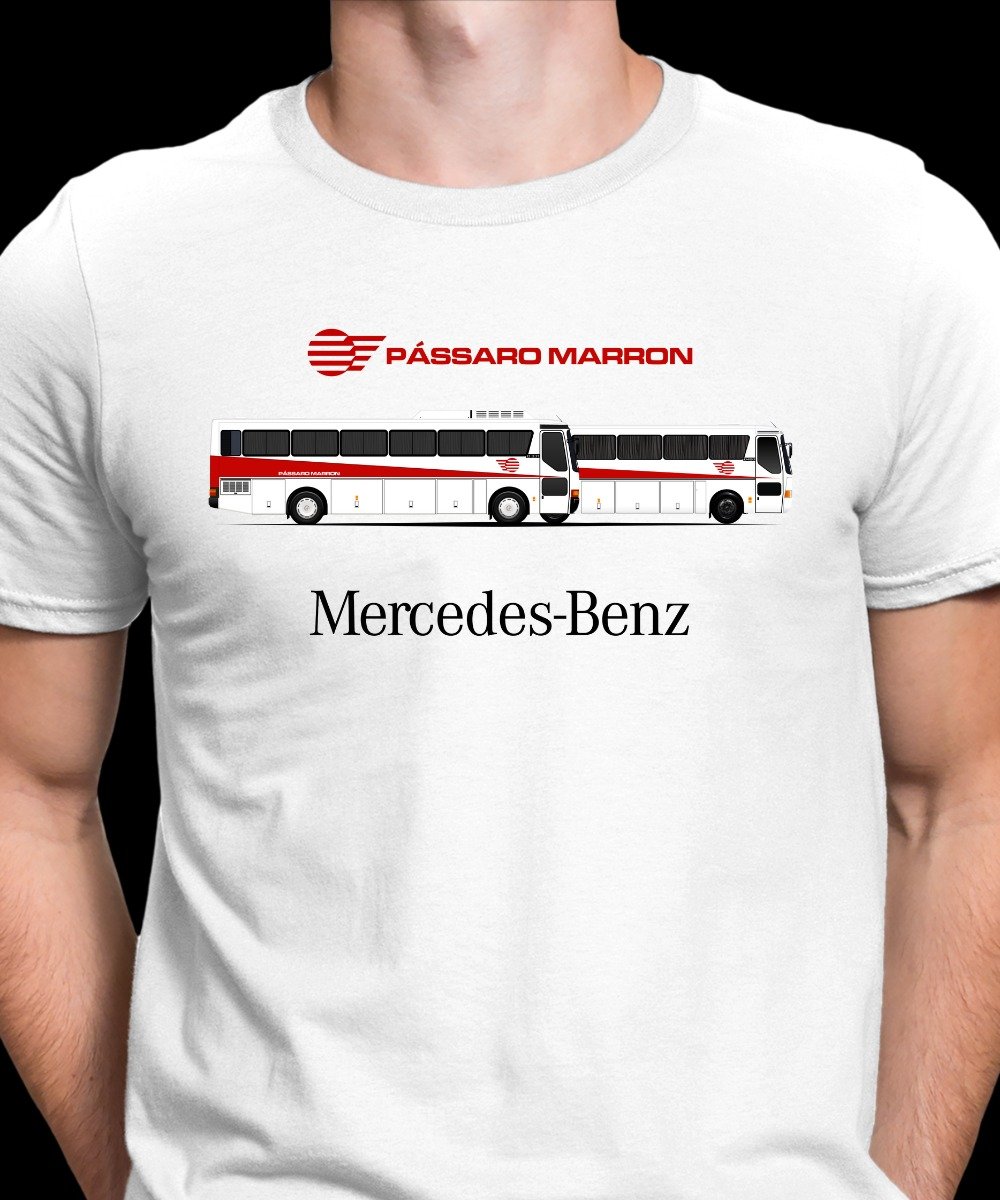 Nome do produto: CAMISETA ÔNUBUS PÁSSARO MARRON MONOBLOCO MERCEDES 