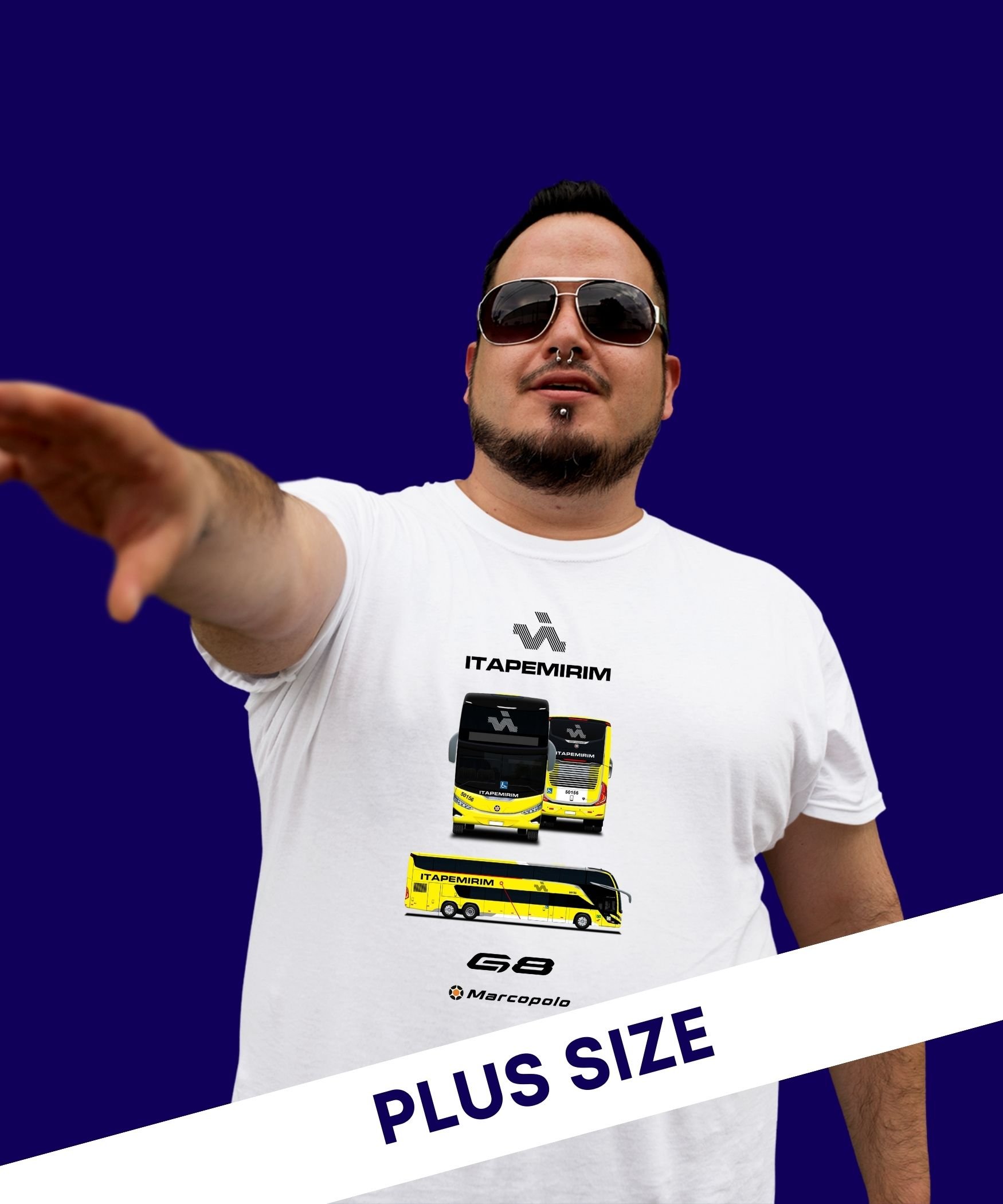 CAMISETA ÔNIBUS VIAÇÃO ITAPEMIRIM MARCOPOLO G8 PLUS SIZE