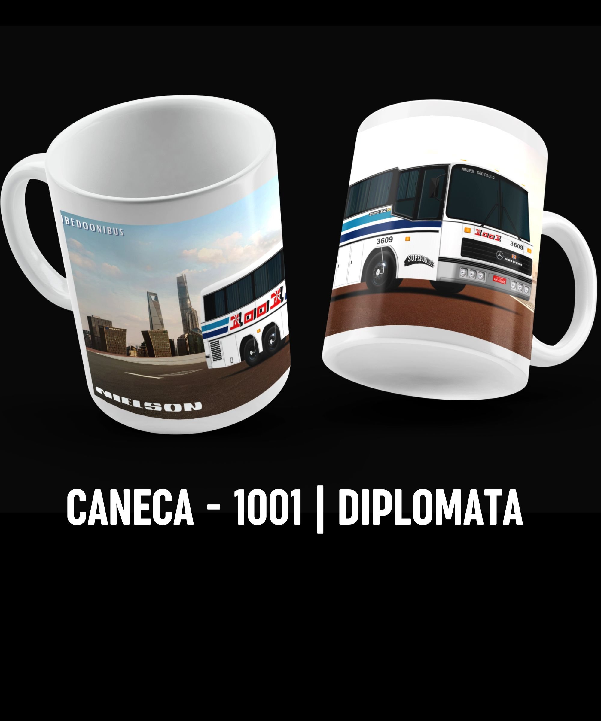 CANECA ÔNIBUS AUTO VIAÇÃO 1001 NIELSON DIPLOMATA 3D HD