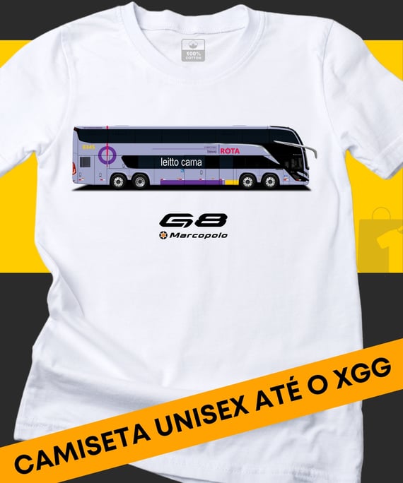 CAMISETA ÔNIBUS ROTA TRANSPORTES MARCOPOLO G8