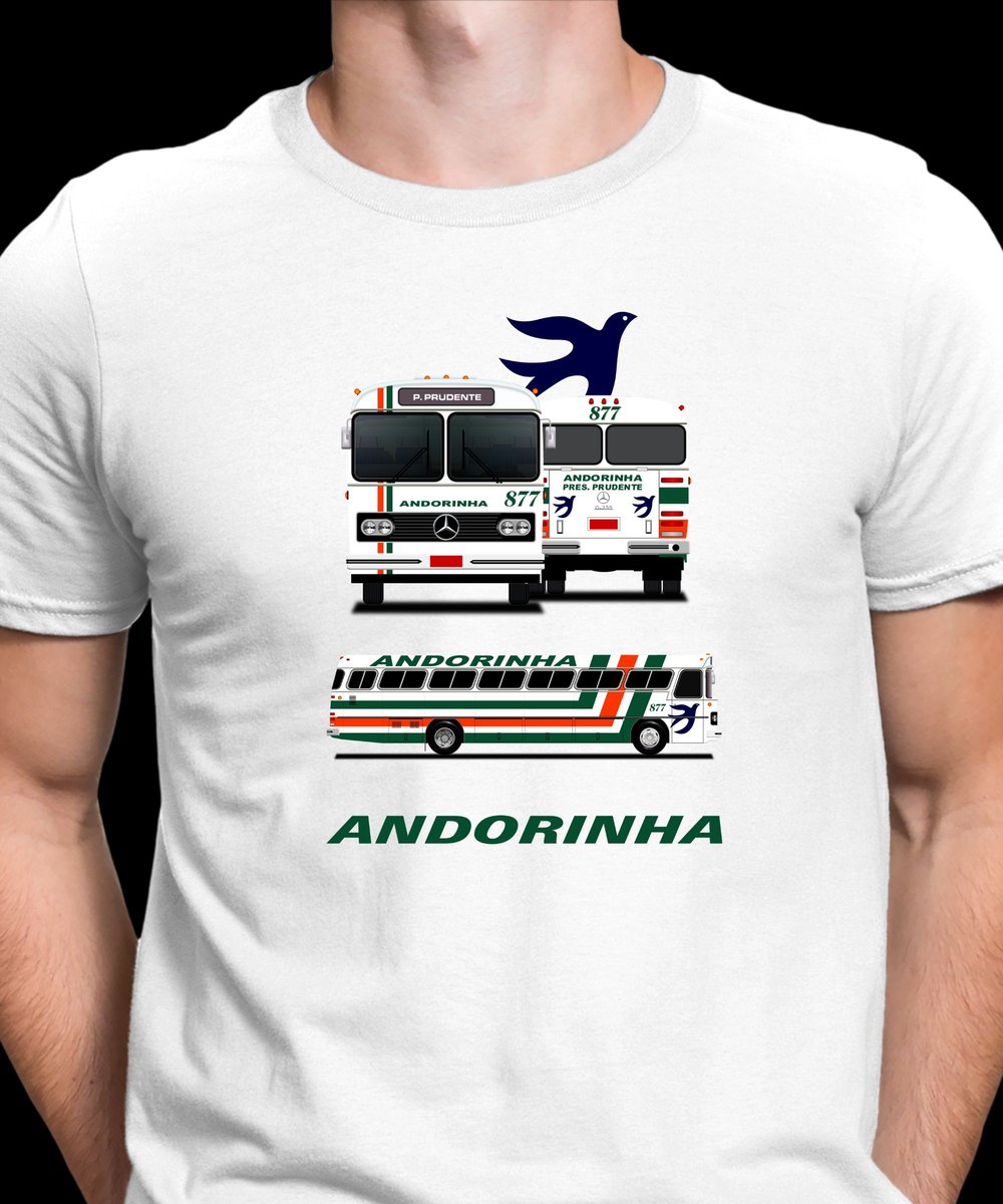 Nome do produto: CAMISETA ÔNIBUS VIAÇÃO ANDORINHA MONOBLOCO MERCEDES BENZ O-355