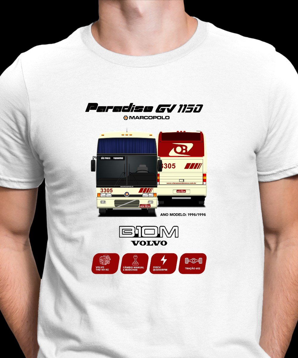 CAMISETA ÔNIBUS VIAÇÃO OURO BRANCO GV 1150 