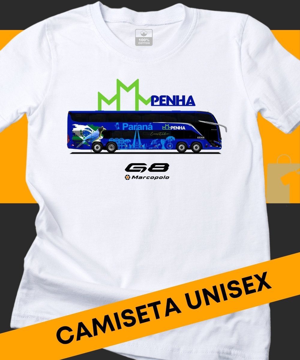 Nome do produto: CAMISETA ÔNIBUS MARCOPOLO G8 PENHA PARANÁ