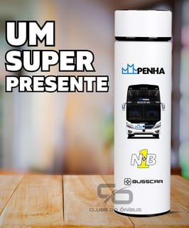 Nome do produto GARRAFA TÉRMICA ÔNIBUS PENHA BUSSCAR PANORÂMICO DD NB1