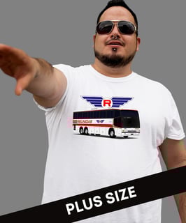 Nome do produto CAMISETA ÔNIBUS REUNIDAS CAÇADOR MAROPOLO PARADISO GV 1150 PLUS SIZE