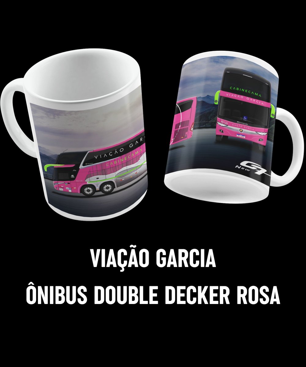 Nome do produto: PRESENTE CANECA ÔNIBUS ROSA VIAÇÃO GARCIA