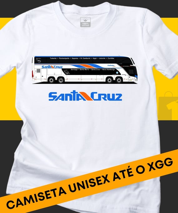 CAMISETA ÔNIBUS VIAÇÃO SANTA CRUZ VUSC BUSSCAR VISSTA BUSS DD