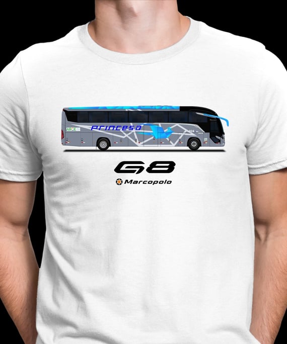 CAMISETA ÔNIBUS PRINCESA DOS INHAMUS MARCOPOLO G8 