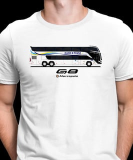 CAMISETA VIAÇÃO OURO E PRATA MARCOPOLO G8 DOUBLE DECKER