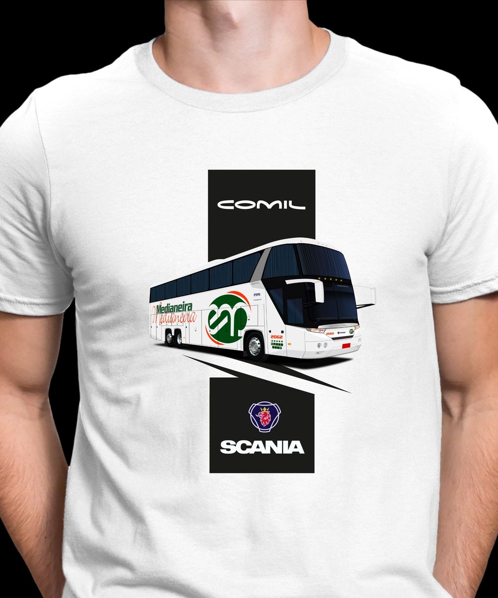 Nome do produto: CAMISETA VIAÇÃO MEDIANEIRA COMIL CAMPIONE HD SCANIA