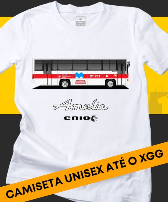 CAMISETA ÔNIBUS DE SÃO PAULO CAIO AMÉLIA VIAÇÃO BOLA BRANCA