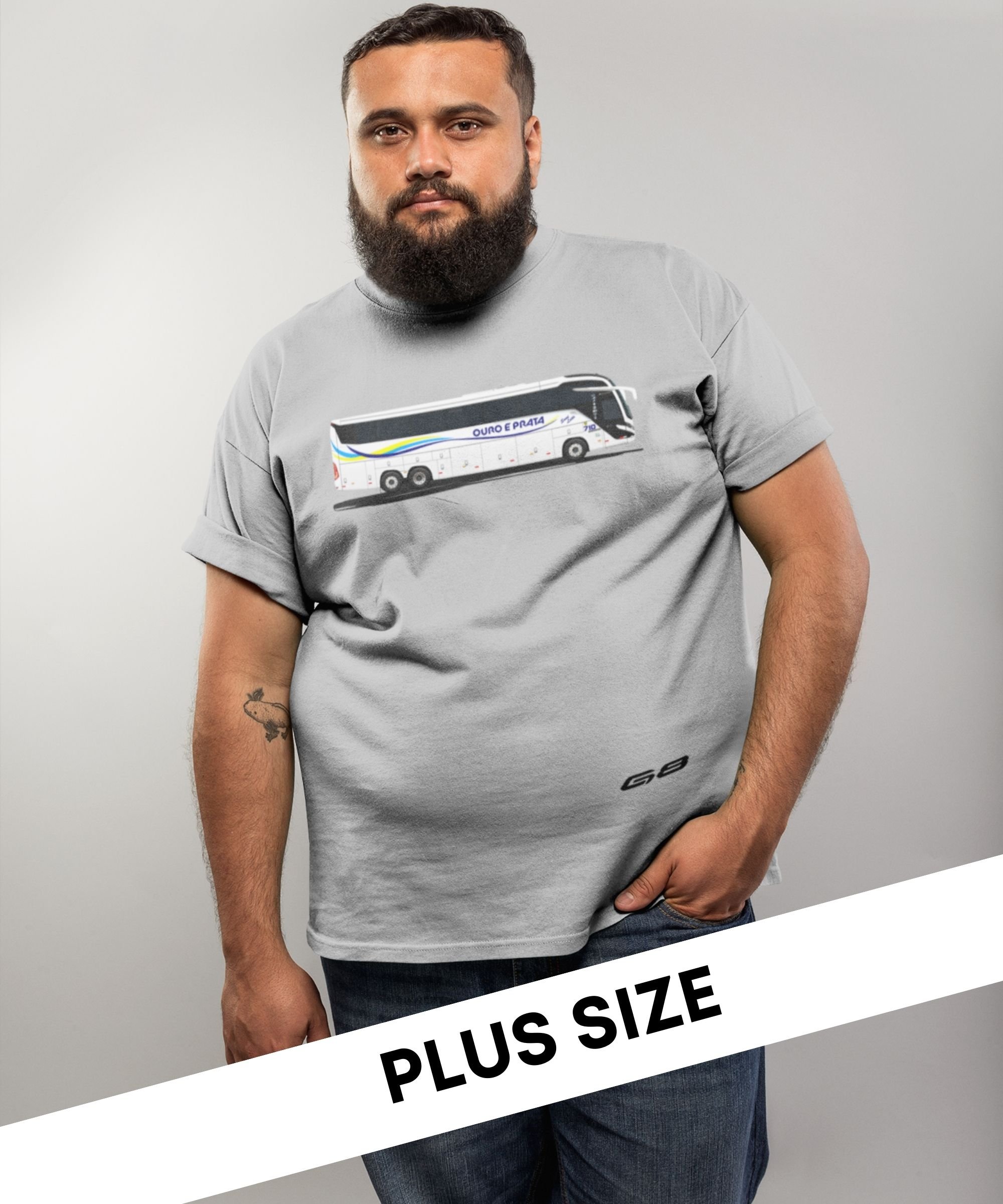 CAMISETA PLUS SIZE VIAÇÃO OURO E PRATA 