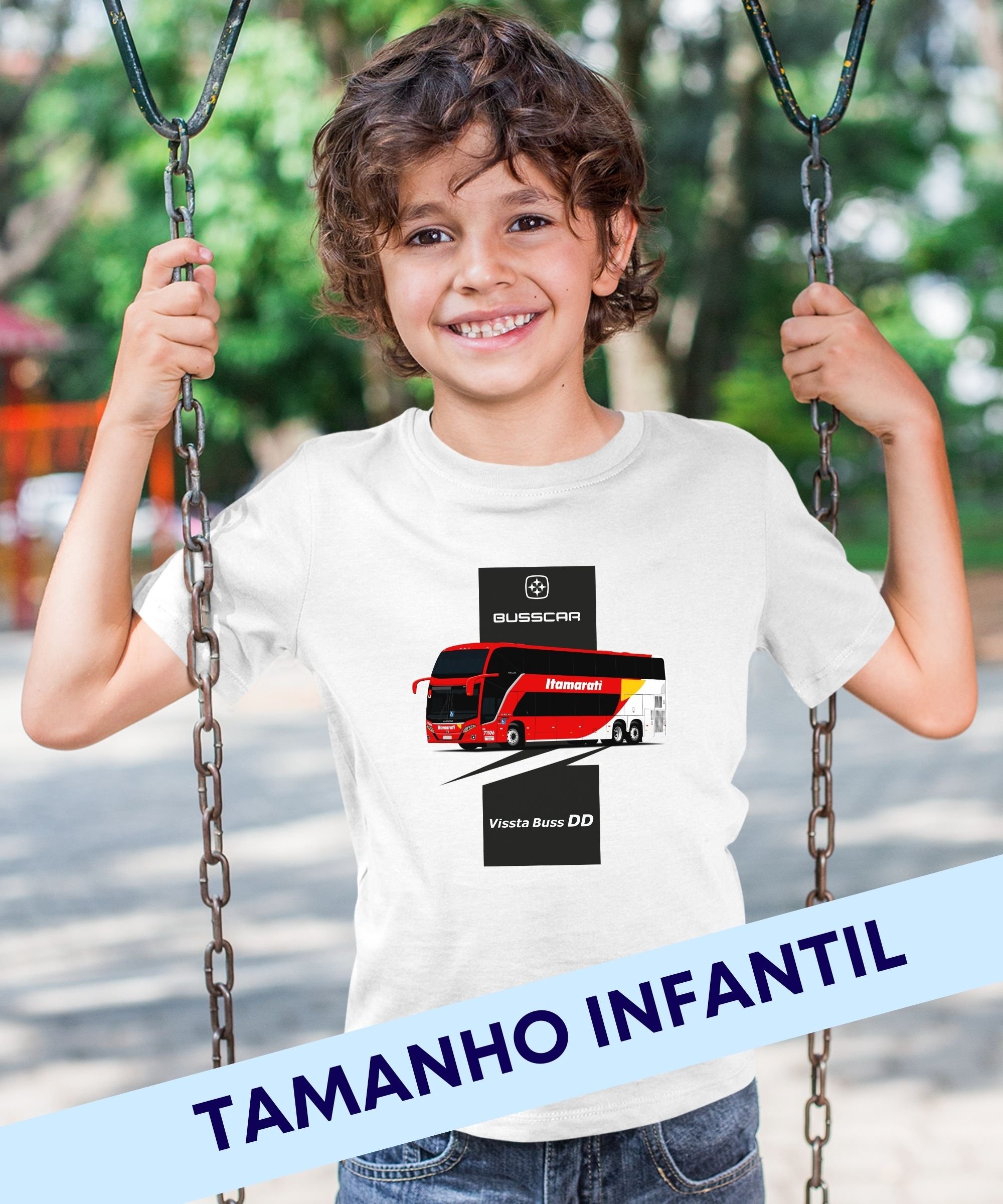 CAMISETA INFANTIL ÔNIBUS EXPRESSO ITAMARATI BUSSCAR VISSTA BUSS DD