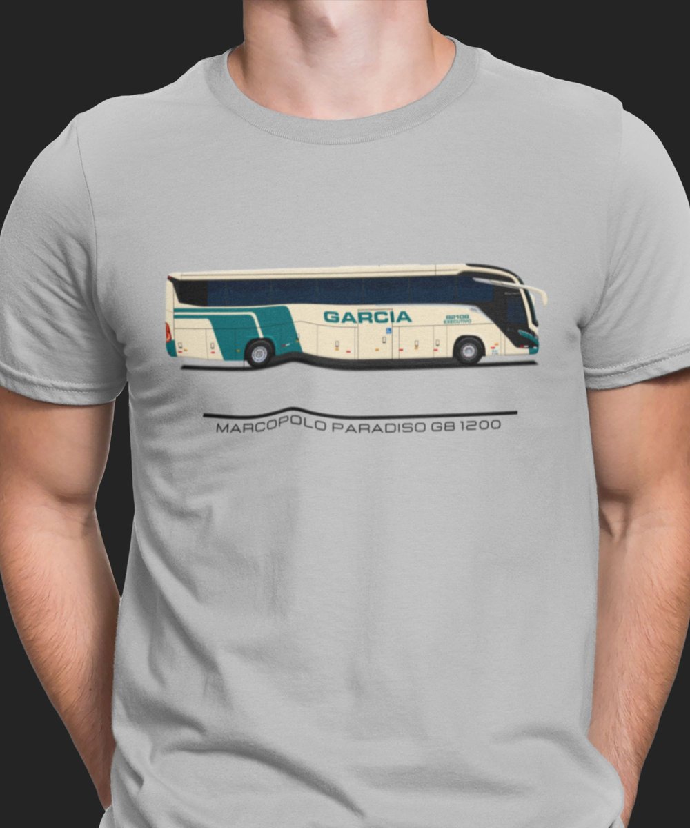 Nome do produto: CAMISETA ÔNIBUS VIAÇÃO GARCIA PINTURA RETRÔ MARCOPOLO G8