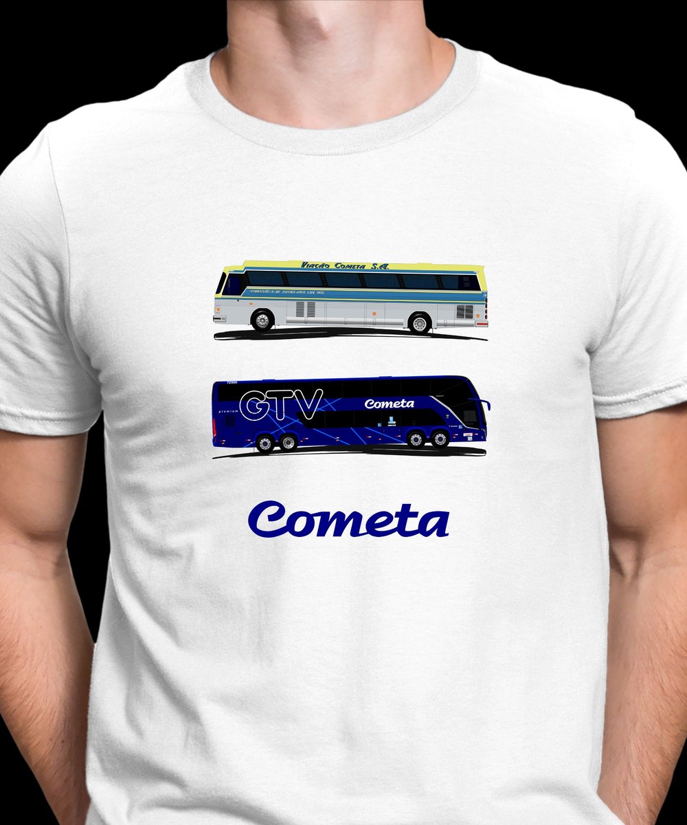 Nome do produto: CAMISETA ÔNIBUS VIAÇÃO COMETA A EVOLUÇÃO 