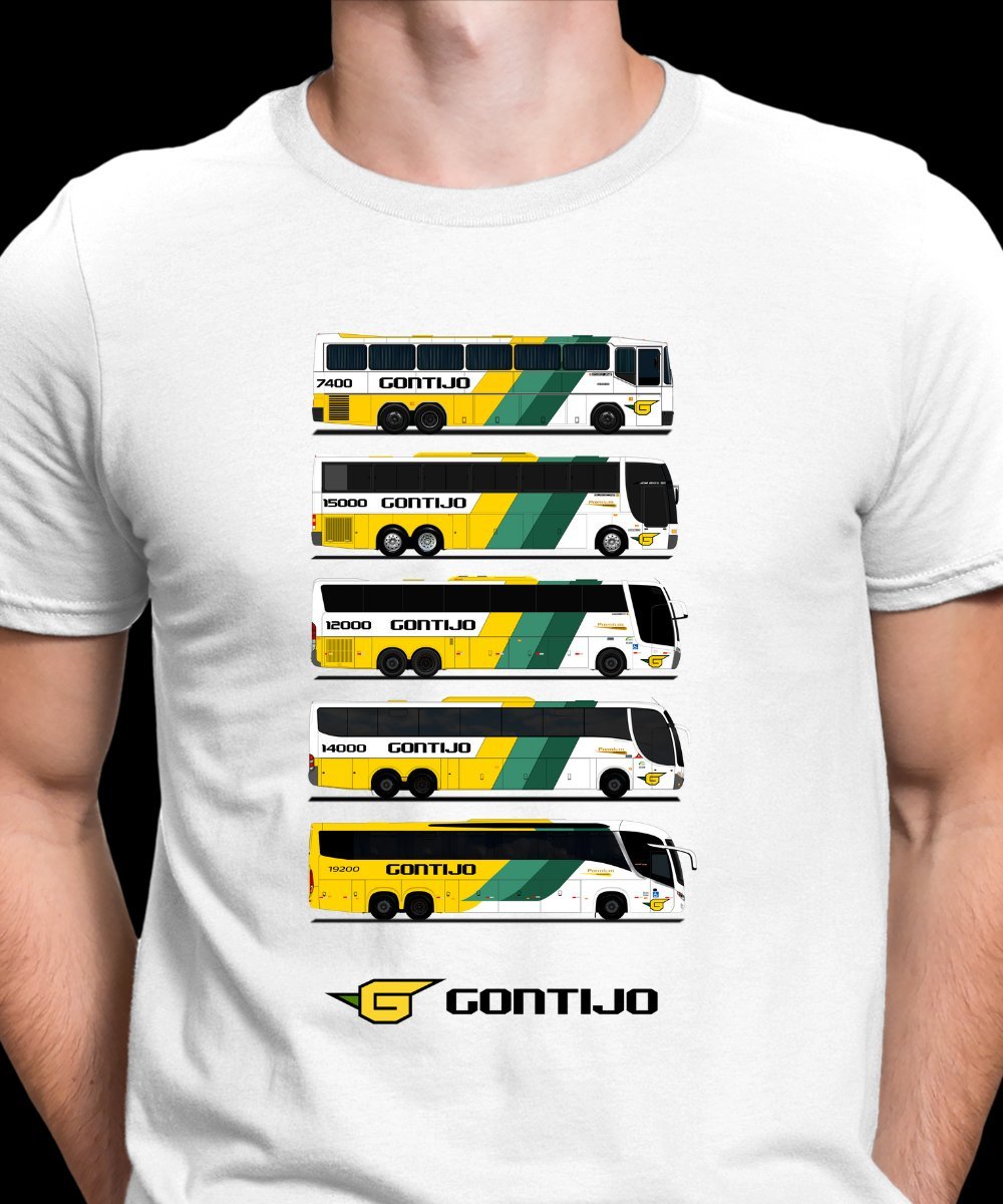 Nome do produto: CAMISETA EVOLUÇÃO FROTA DE ÔNIBUS GONTIJO