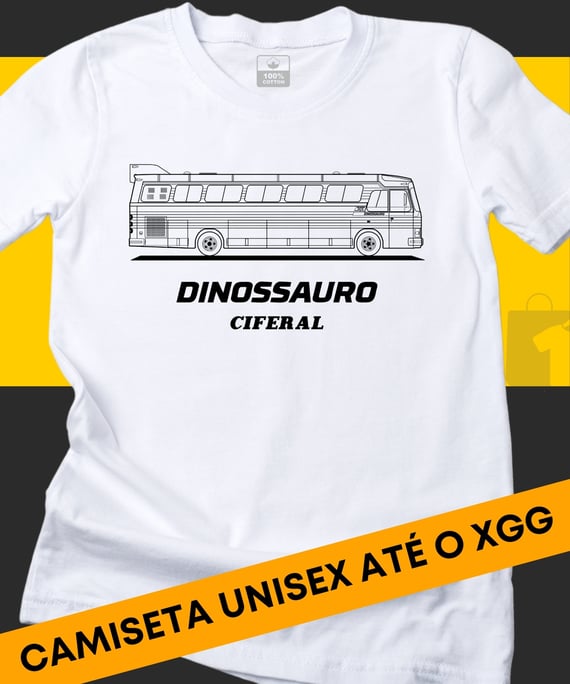 CAMISETA ÔNIBUS VIAÇÃO COMETA CIFERAL DINOSSAURO 