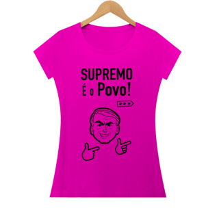 Nome do produto Camiseta Supremo é o Povo - Amarela e Rosa, feminina