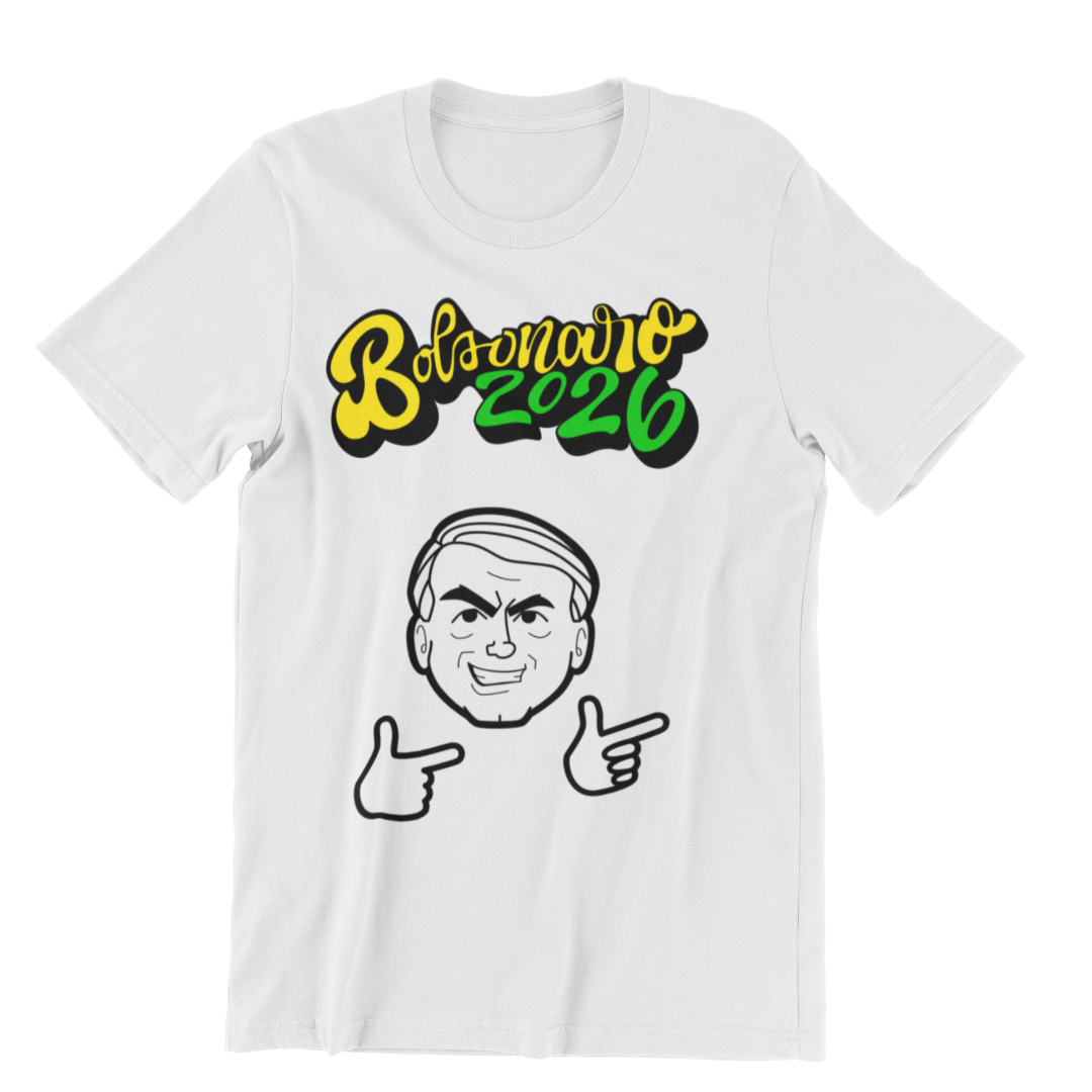 Camiseta Bolsonaro 2026 - Branca, unissex