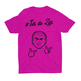 Nome do produto Camiseta #Tia do Zap - Amarela e Rosa, unissex