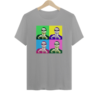 Camiseta Bolsonaro Pop Art - Azul, Cinza e Rosa